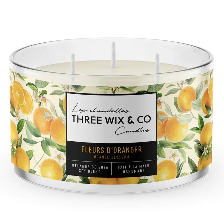 Chandelle de soja 3 mèches - Fleurs d'oranger - Three Wix & co